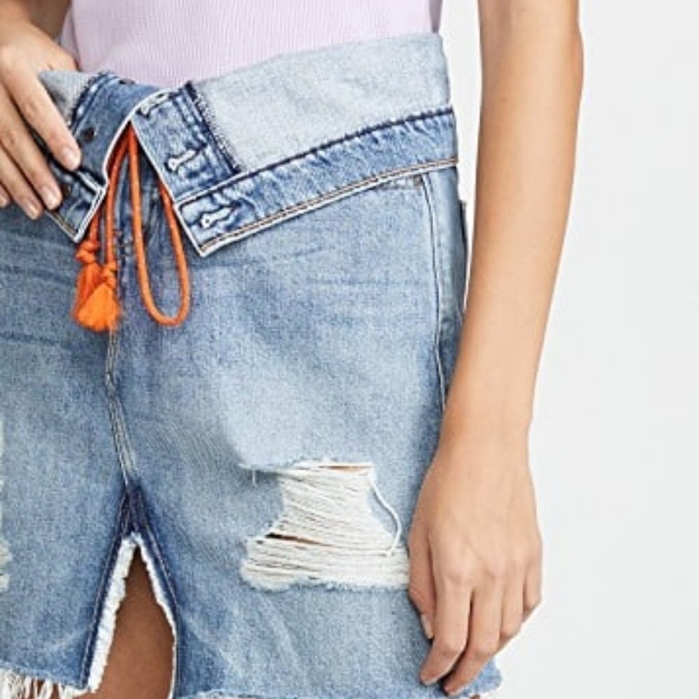 Hudson Sloane Fold-Over Cord Waist Denim Skirt 26
